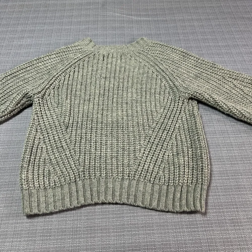 American Eagle Sweater Womens Medium Pullover Green Chunky Knit Boxy Cozy Ribbed